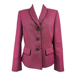 Le Suit Women's Blazer Size 6 Small Pink Black Lined Business Career Pockets
